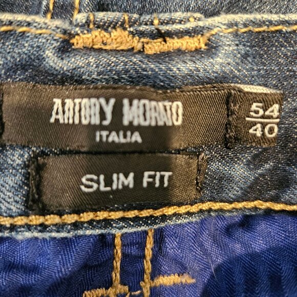 Antony Morato Mens 38x34 Distressed Slim Fit Jeans Italian Blue Denim Casual - Picture 3 of 16
